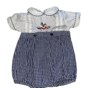Alexis USA vintage embroidered bubble romper rocking horse